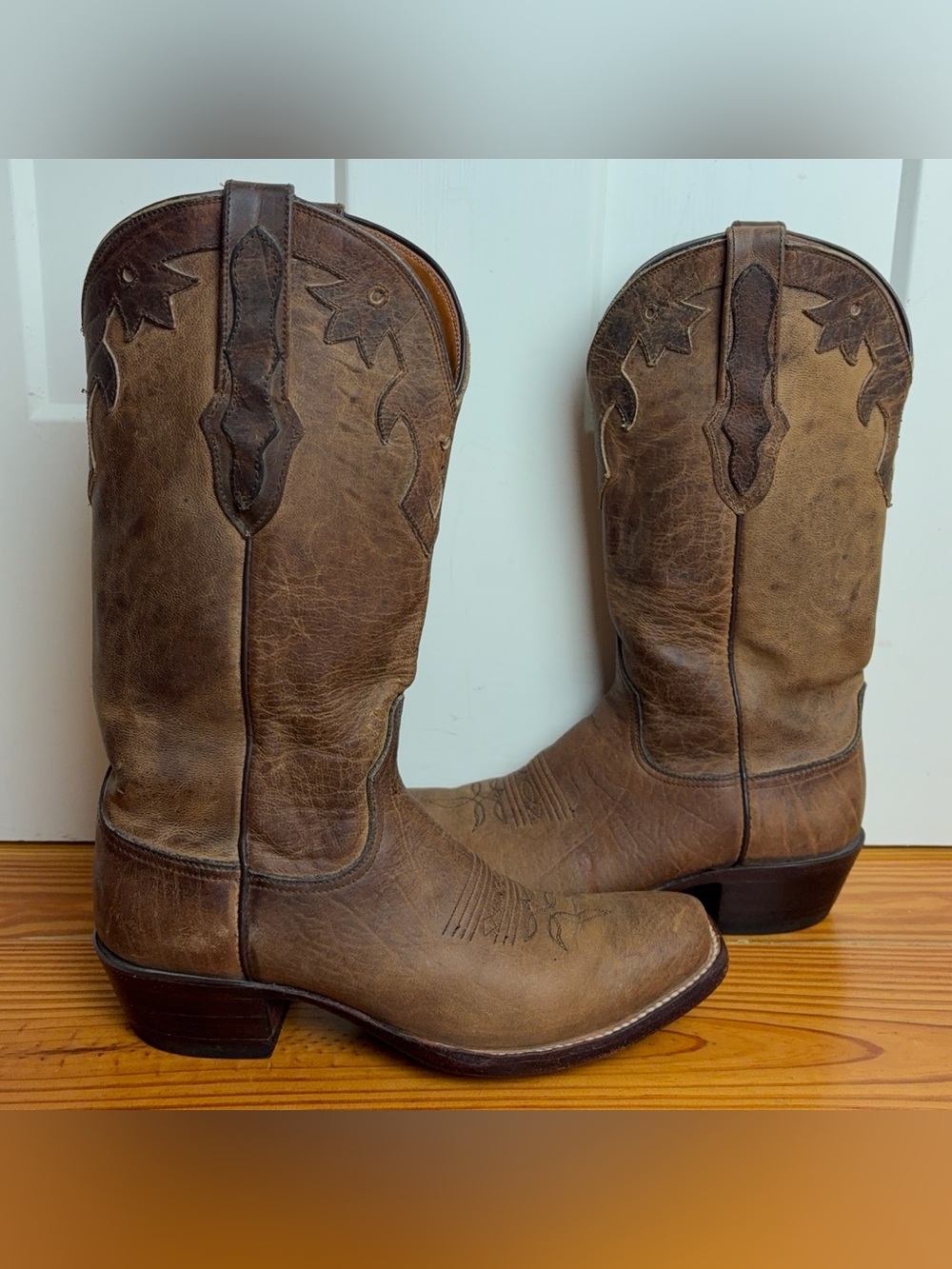 Black Jack Brown Leather Handmade Cowboy Boots Mens 7B